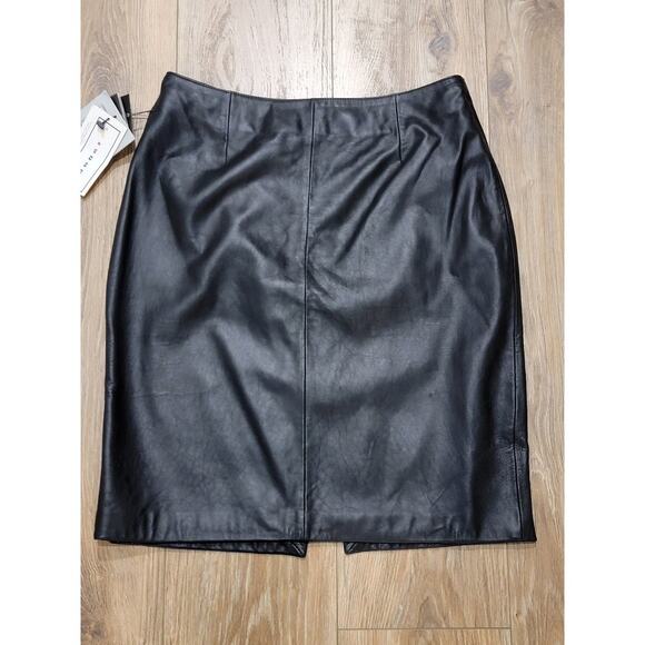 NWT JLC New York Mini Skirt Leather Black Sz 12 Edgy Retro - Picture 5 of 11